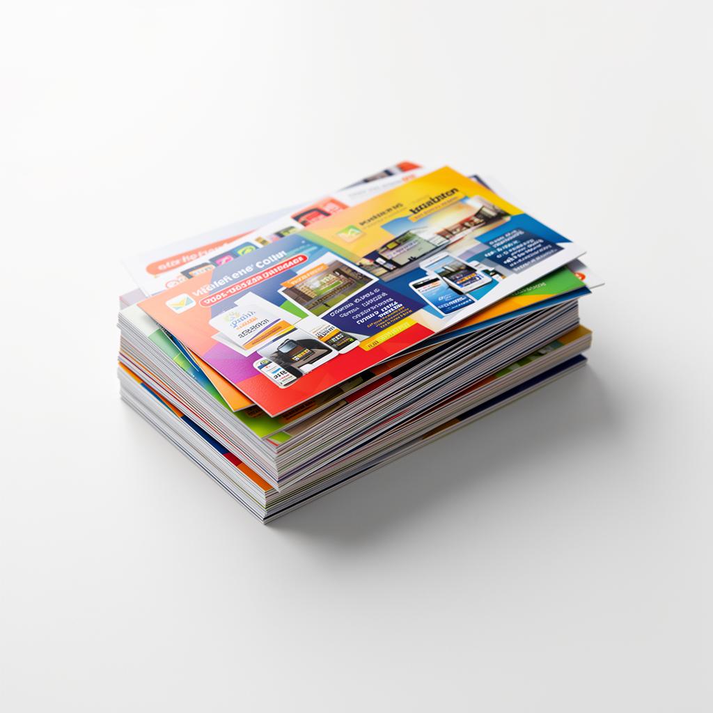 Stack of printed marketing postcards